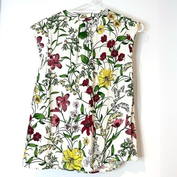 Veronika Maine top blouse floral tie front white pink yellow ladies size 6 - Picture 2 of 6
